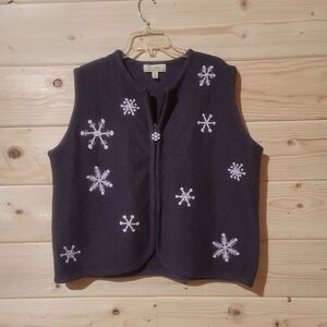 Vtg Cabela's Women's with White Snowflake Embroidery Size 2XL 25x24 100% Wool